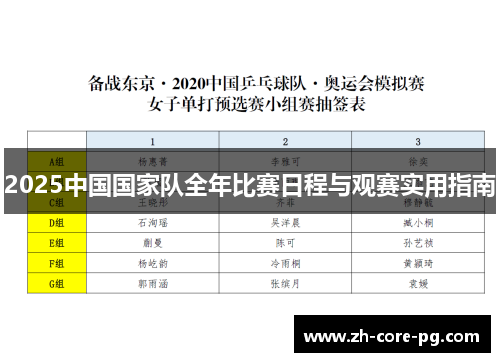 2025中国国家队全年比赛日程与观赛实用指南